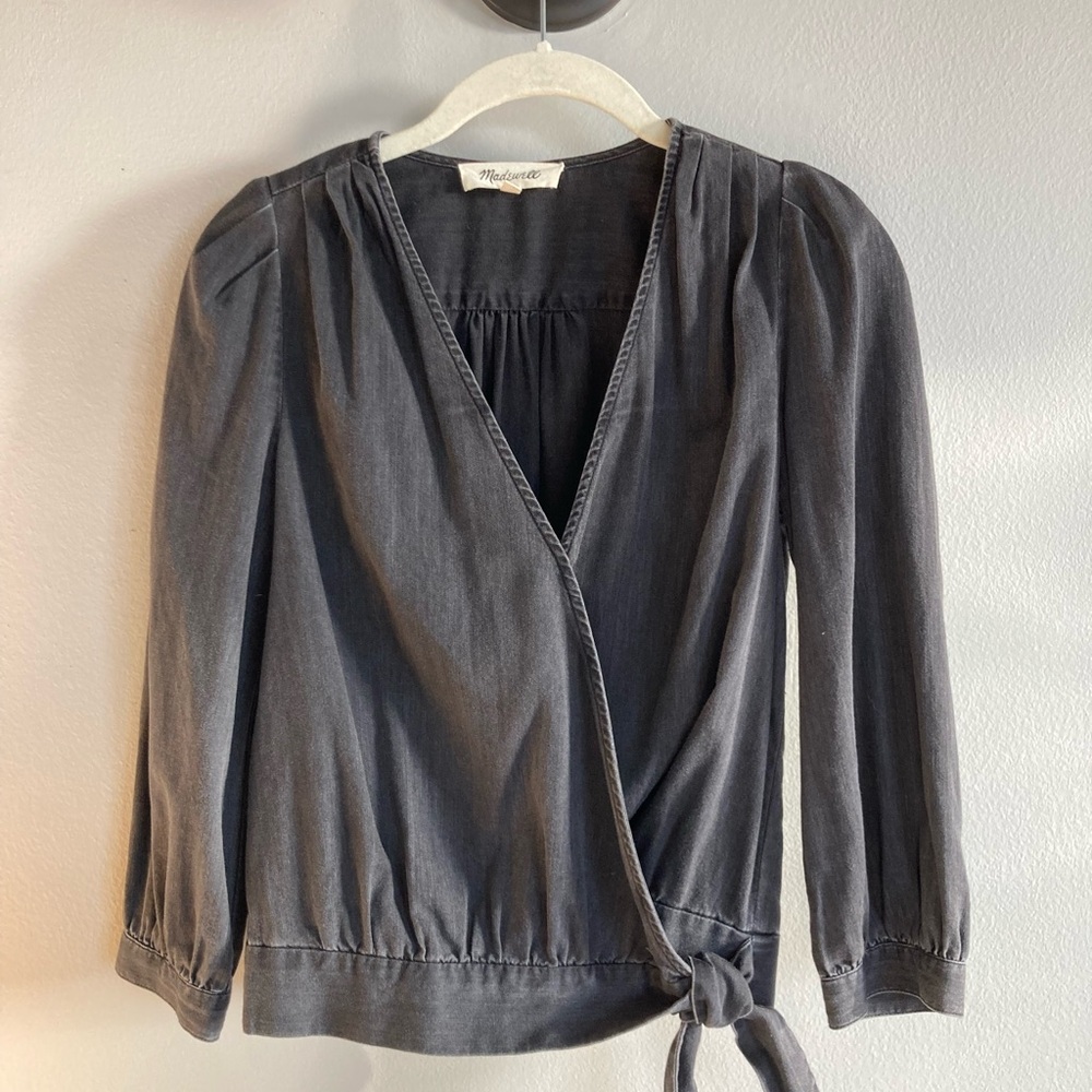 Madewell Gray Wrap Top
